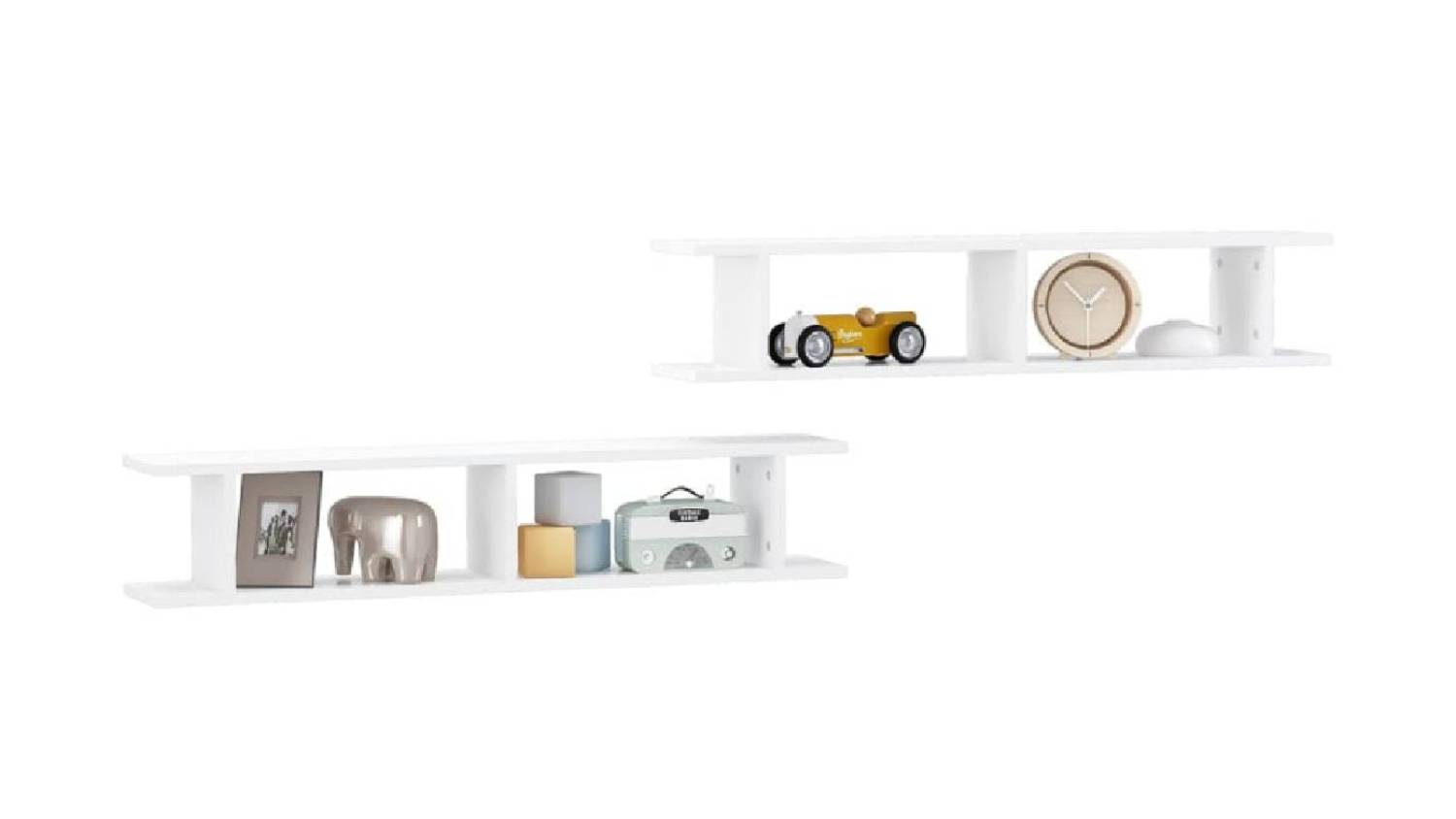 NNEVL Floating Ladder Wall Shelves 2pcs. 105 x 18 x 20cm - White