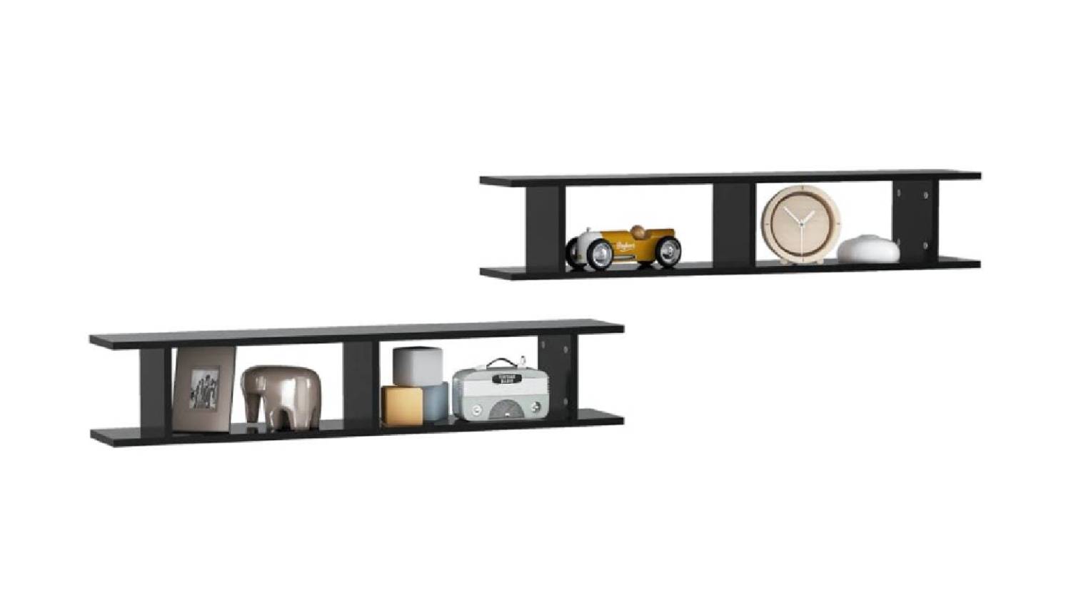 NNEVL Floating Ladder Wall Shelves 2pcs. 105 x 18 x 20cm - Black
