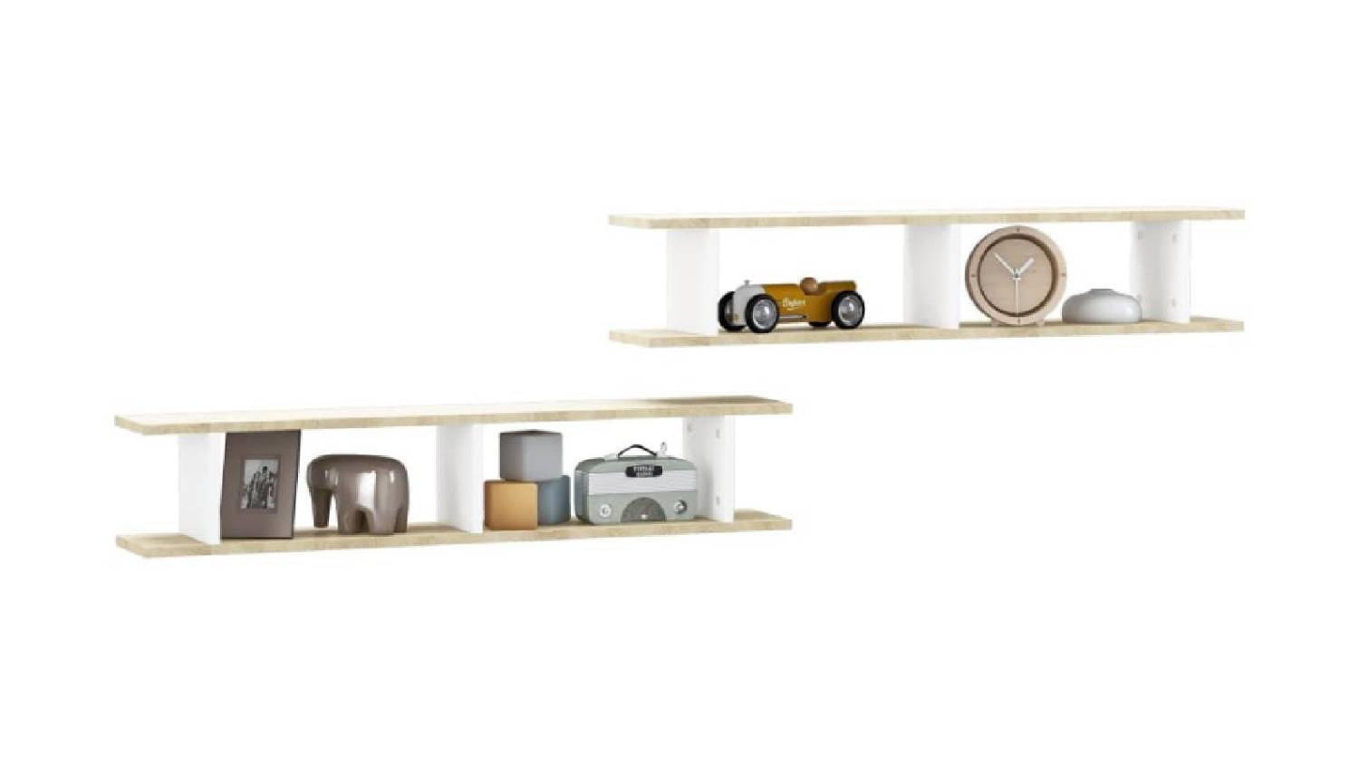 NNEVL Floating Ladder Wall Shelves 2pcs. 105 x 18 x 20cm - Sonoma Oak/White