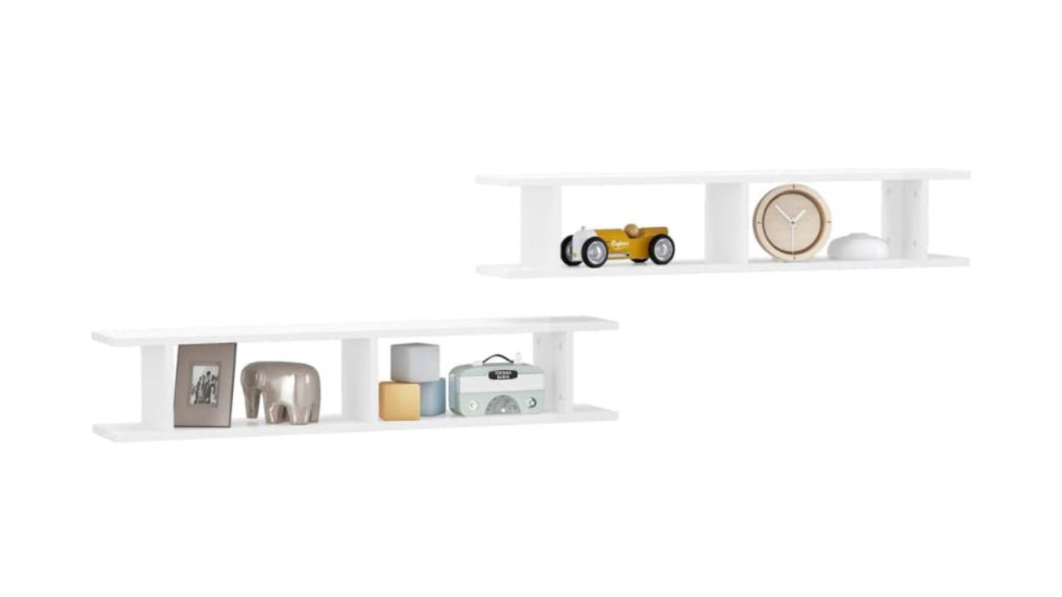 NNEVL Floating Ladder Wall Shelves 2pcs. 105 x 18 x 20cm - Gloss White