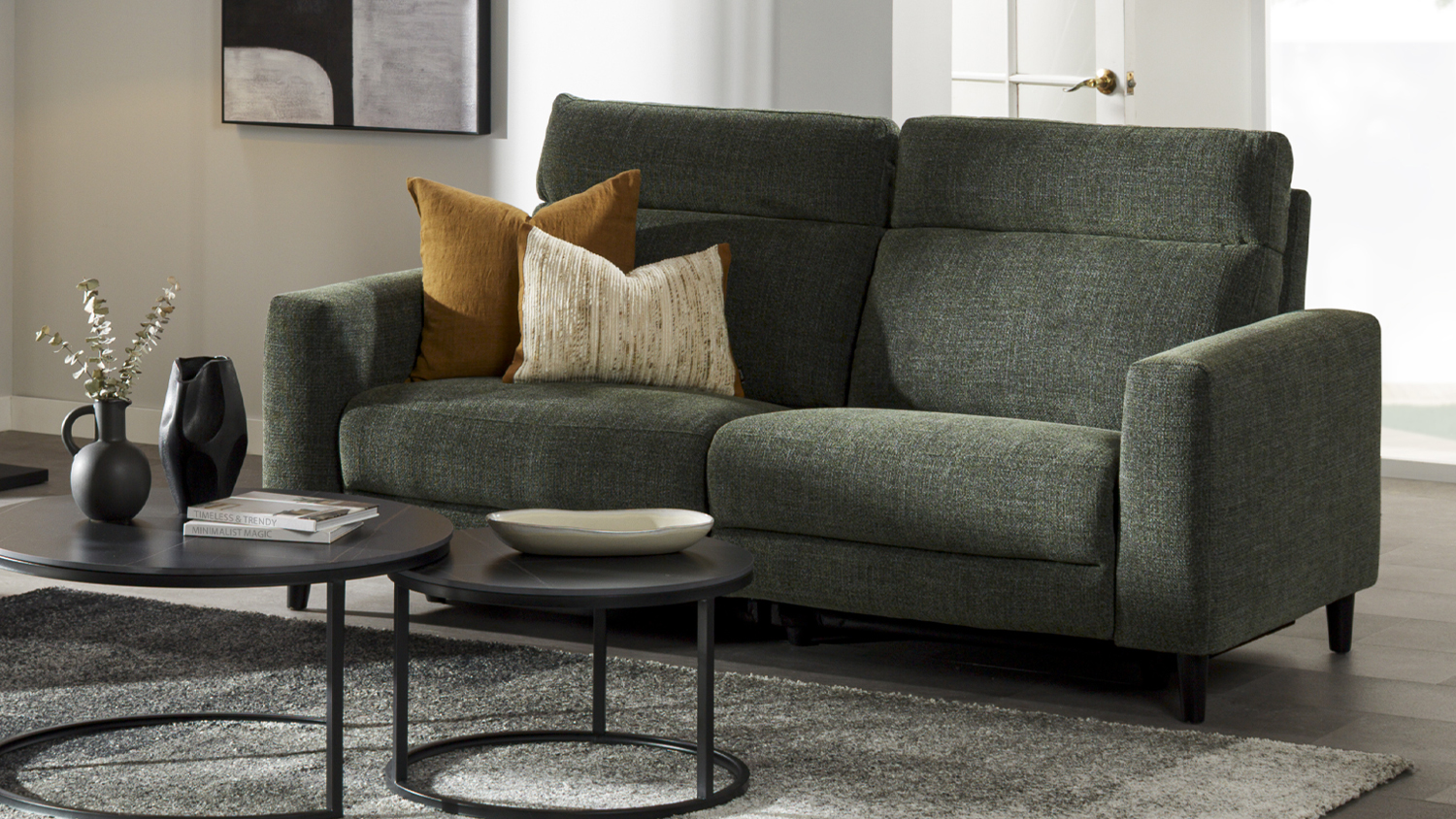 Ravenna 3 Seater Fabric Electric Recliner Sofa - Green