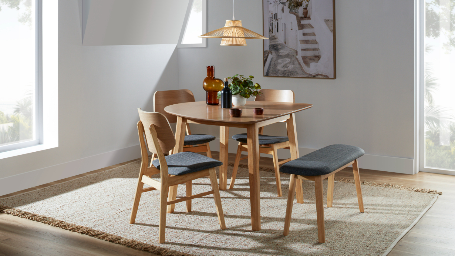 Zara 5 Piece D-Shape Dining Suite - Grey