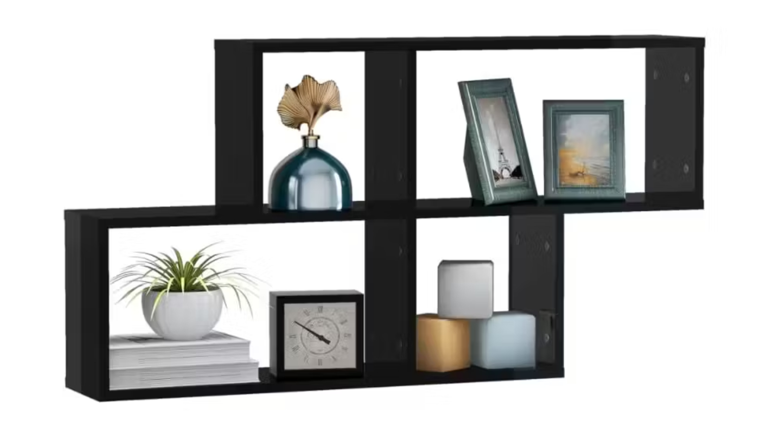 NNEVL Wall Shelves 100 x 18 x 53cm - Gloss Black
