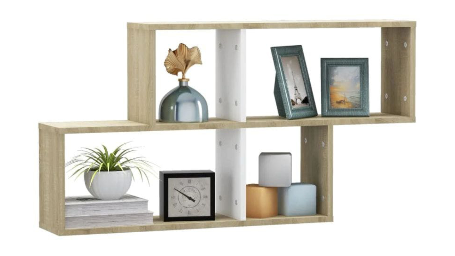 NNEVL Wall Shelves 100 x 18 x 53cm - Sonoma Oak/White