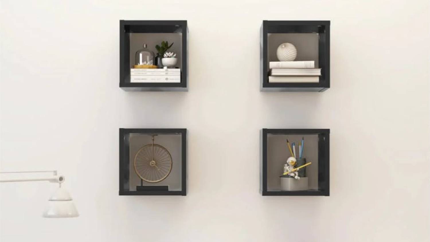 NNEVL Floating Cube Wall Shelves 4pcs. 22 x 15 x 22cm - Grey