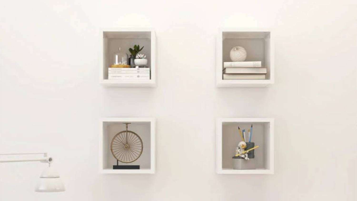 NNEVL Floating Cube Wall Shelves 4pcs. 22 x 15 x 22cm - White