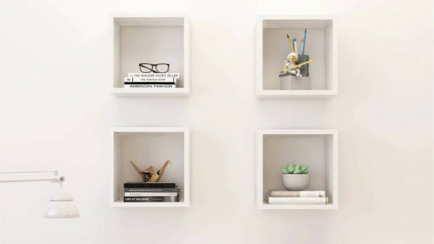 NNEVL Floating Cube Wall Shelves 4pcs. 26 x 15 x 26 - Gloss White