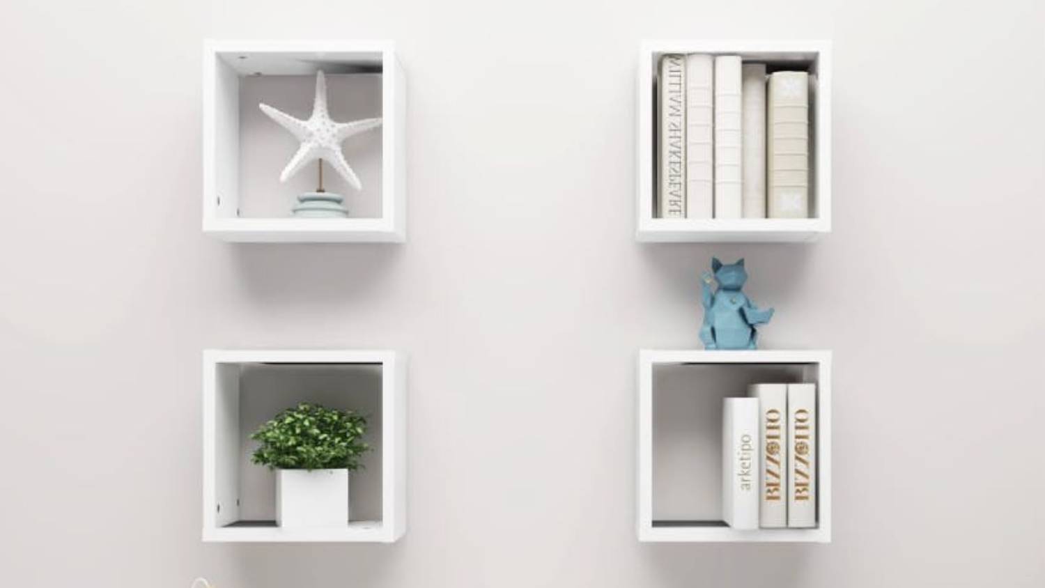 NNEVL Wall Shelves Floating Cube 4pcs. 30 x 15 x 30cm - White