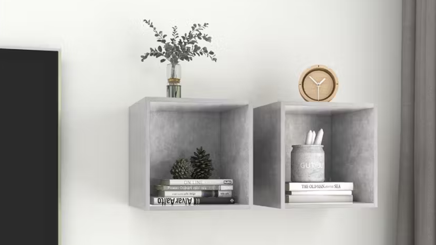 NNEVL Wall Cabinet 2pcs. 37 x 37 x 37cm - Concrete Grey