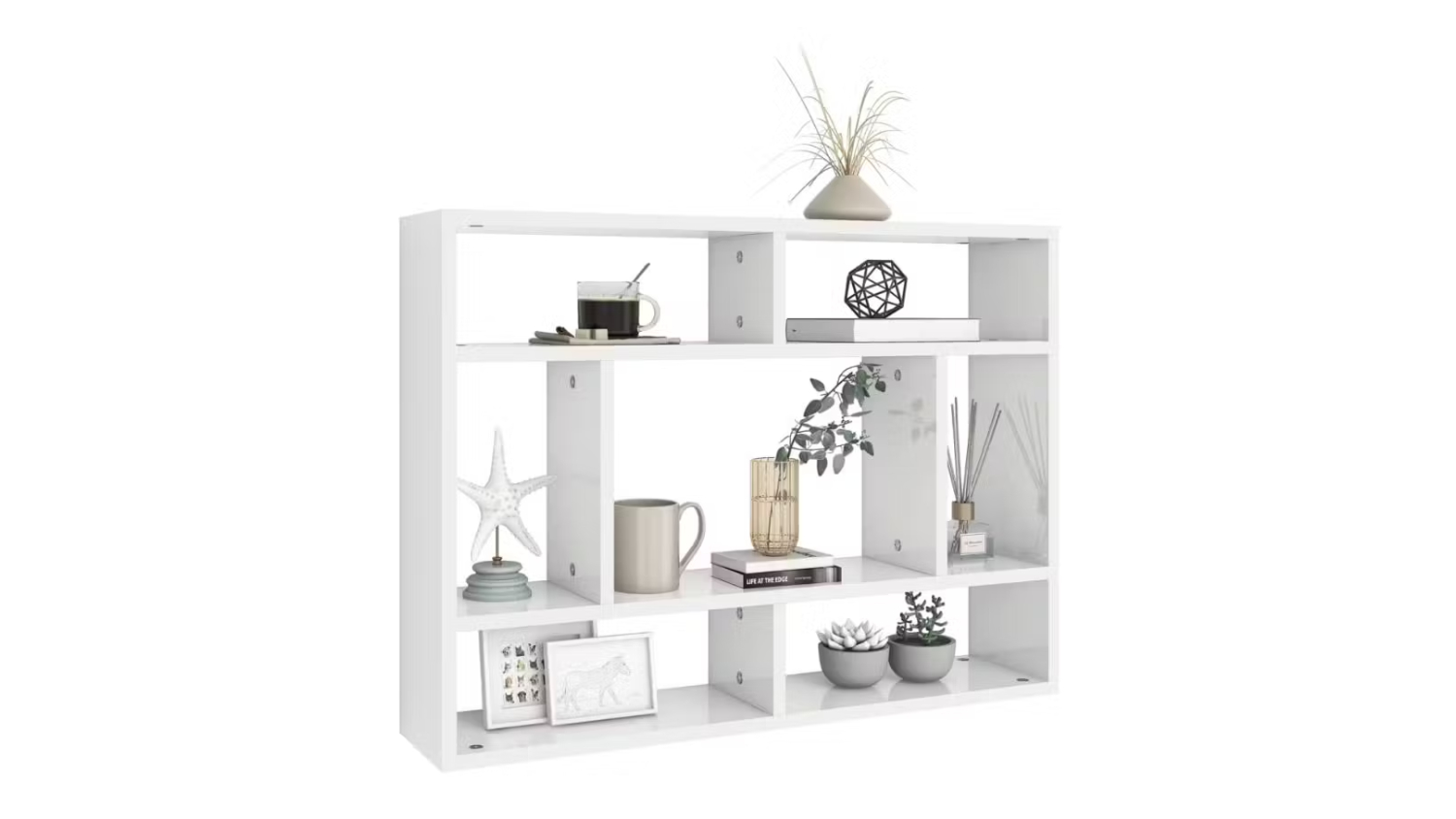 NNEVL 7 Display Wall Shelves 75 x 16 x 55cm - Gloss White