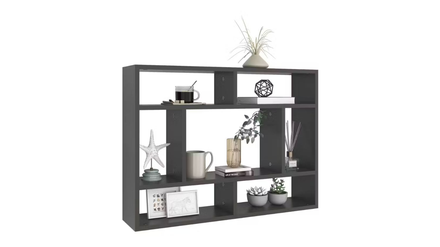 NNEVL 7 Display Wall Shelves 75 x 16 x 55cm - Grey