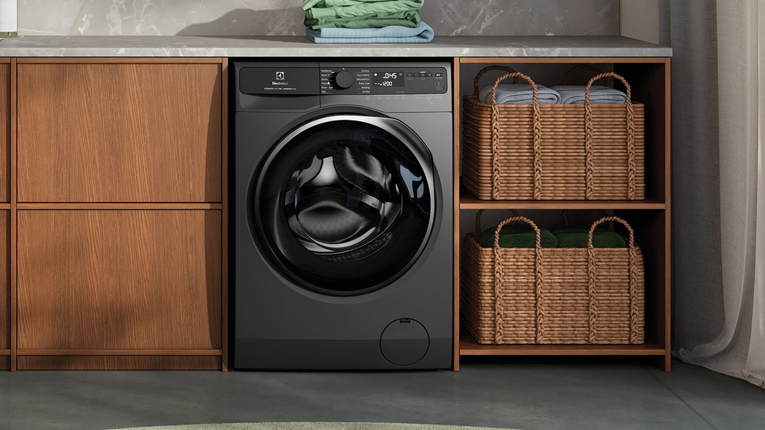 Electrolux 9kg Smart Front Loading Washing Machine with 13 Programs - Dark Onyx (EWF9043R7SC)