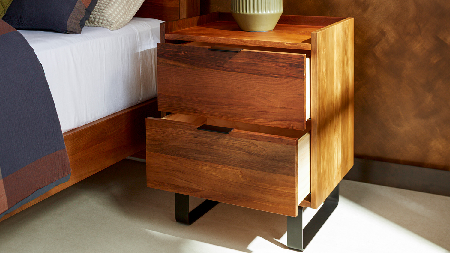 Muriwai 2 Drawer Tall Bedside Table