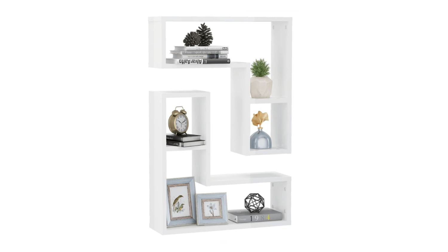 NNEVL L-Shape Floating Wall Shelves 2pcs. 50 x 15 x 50cm - Gloss White