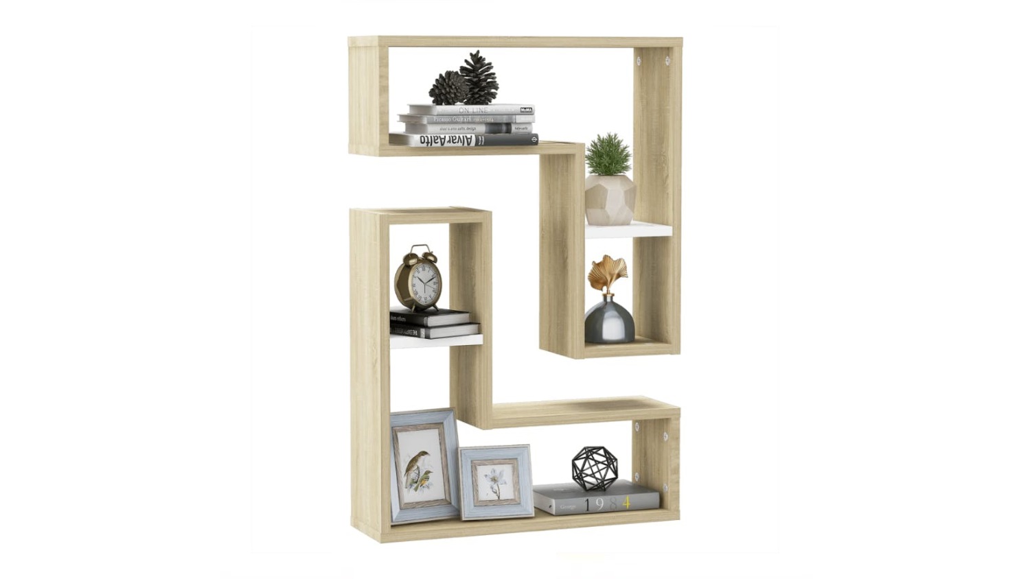 NNEVL L-Shape Floating Wall Shelves  2pcs. 50 x 15 x 50cm - Sonoma Oak/White