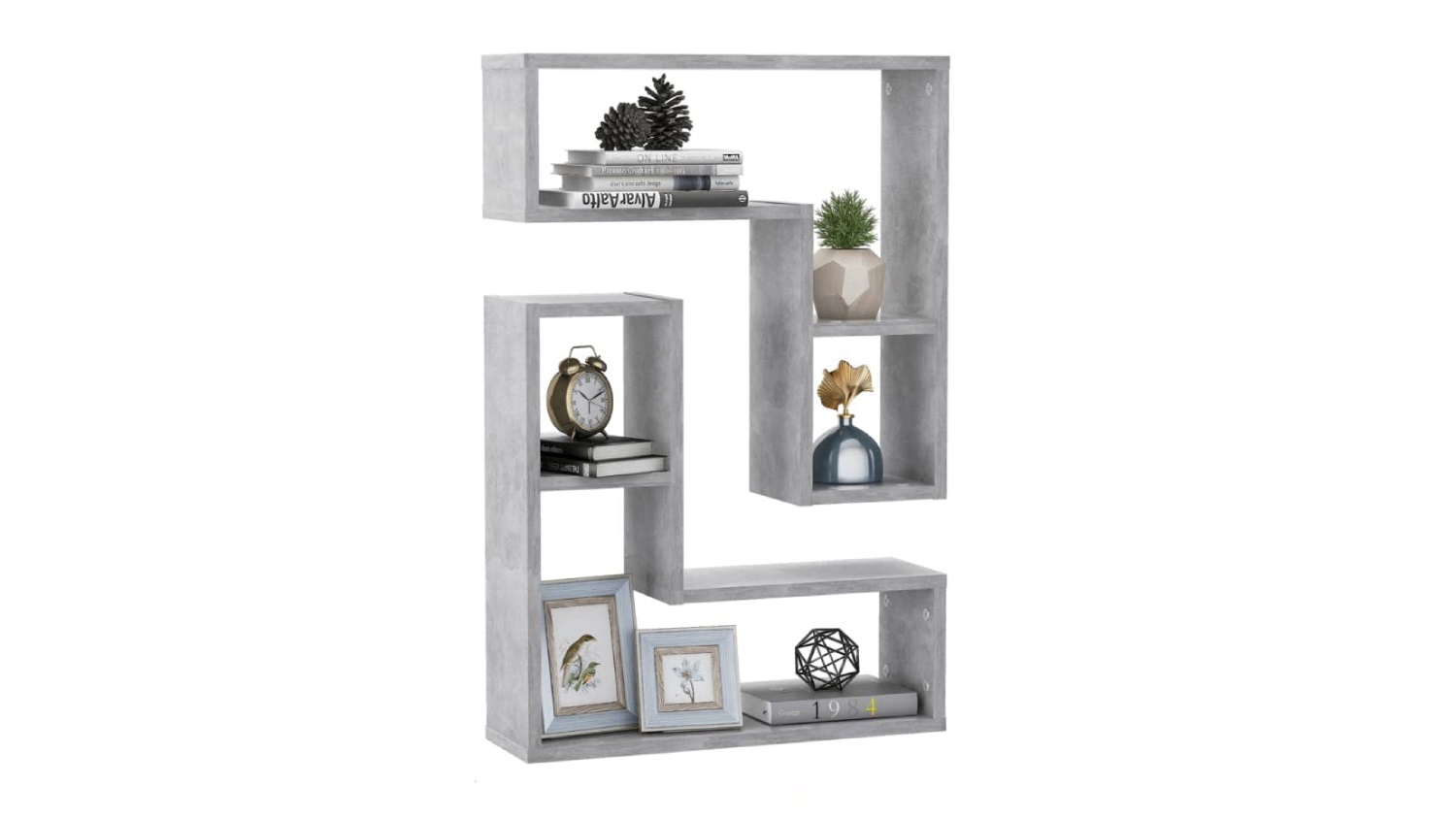 NNEVL L-Shape Floating Wall Shelves 2pcs. 50 x 15 x 50cm - Concrete Grey