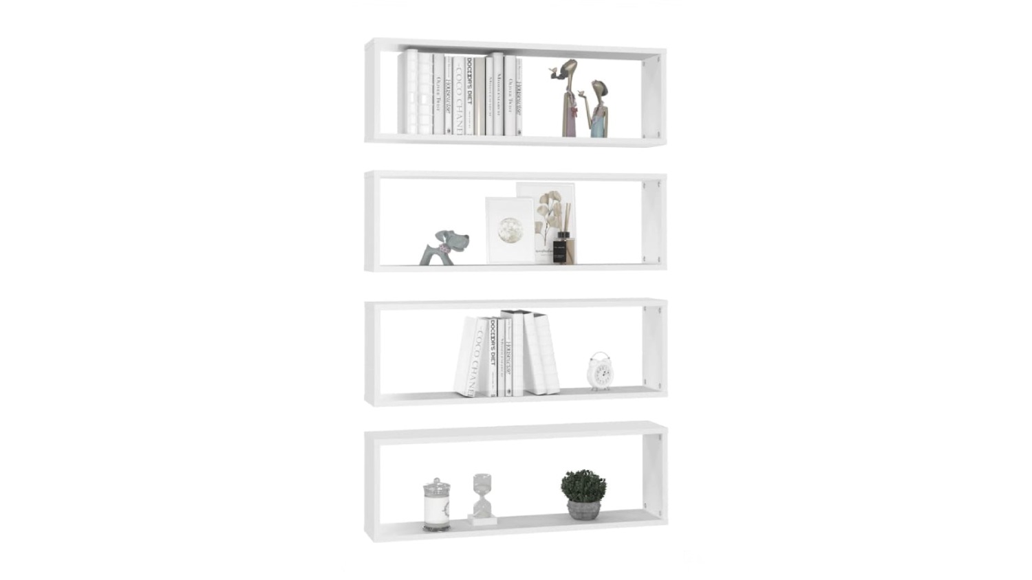 NNEVL Floating Rectangle Wall Shelves 4pcs. 80 x 15 x 26.5 - White