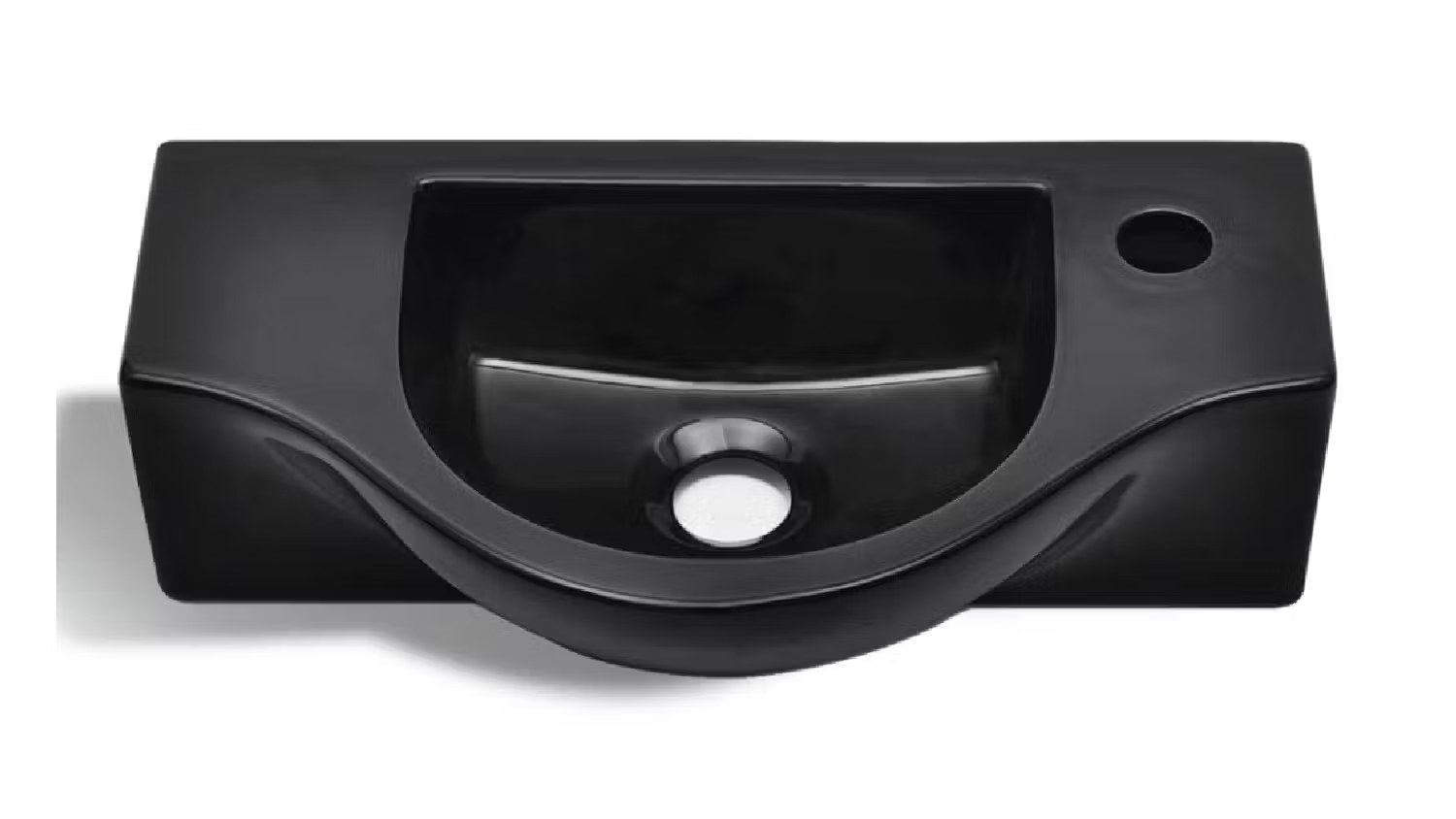 NNEVL Ceramic Basin with Faucet Hole 45 x 25 x 12cm - Black