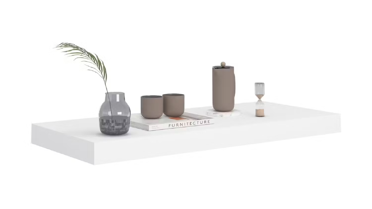 NNEVL Floating Ledge Wall Shelf 60 x 23.5 x 3.8cm - White