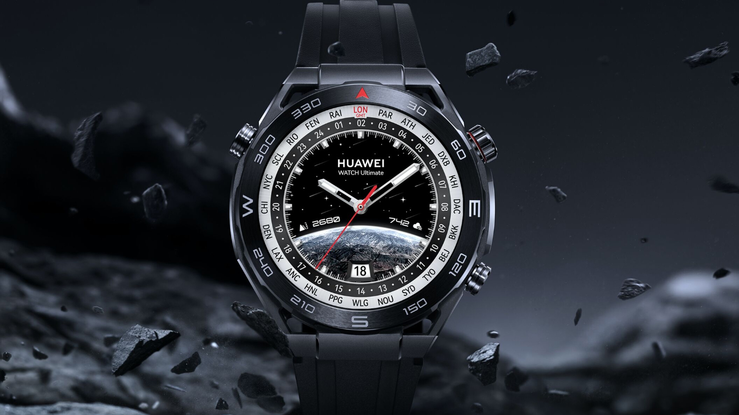 Huawei Watch Ultimate Smartwatch - Ceramic-Zirconium Case with Black HNBR Strap (GPS, Bluetooth, Black Edition)