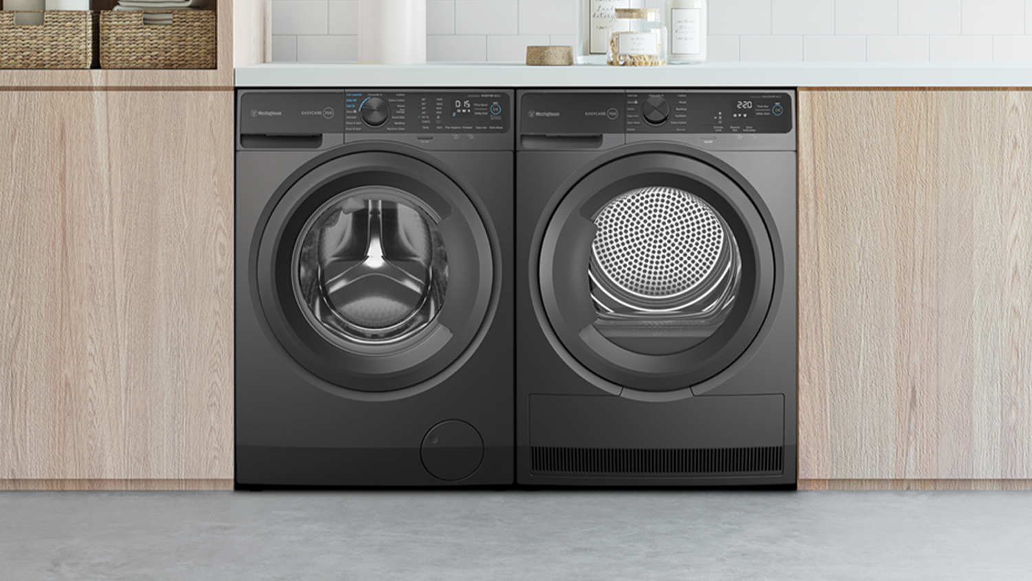 Westinghouse 9kg Heat Pump Condenser Dryer with 12 Programs - Metallic Grey (WDH904N7SA)