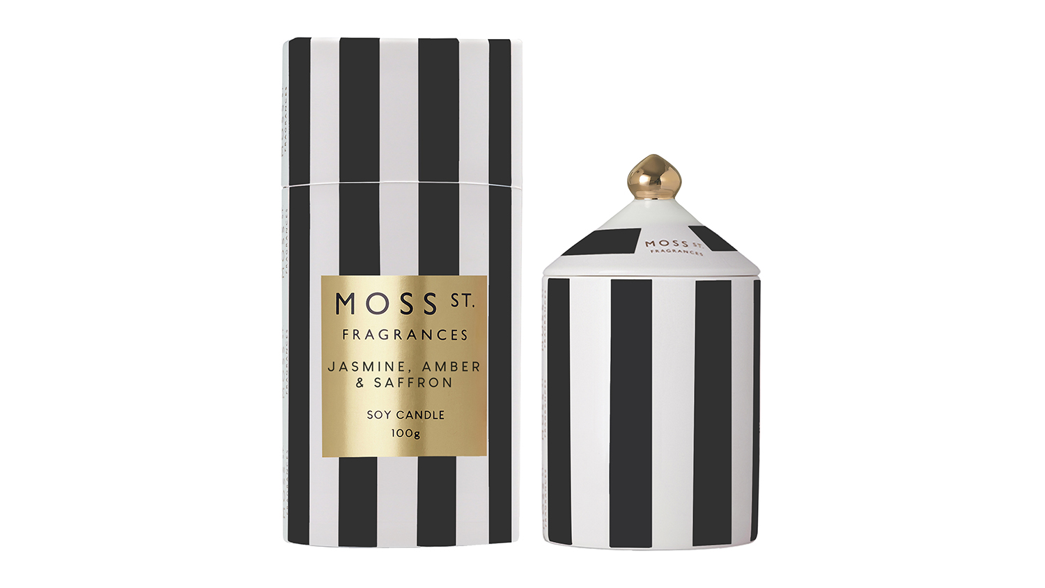 Moss St. 100g Ceramic Scented Soy Candle - Jasmine, Amber & Saffron