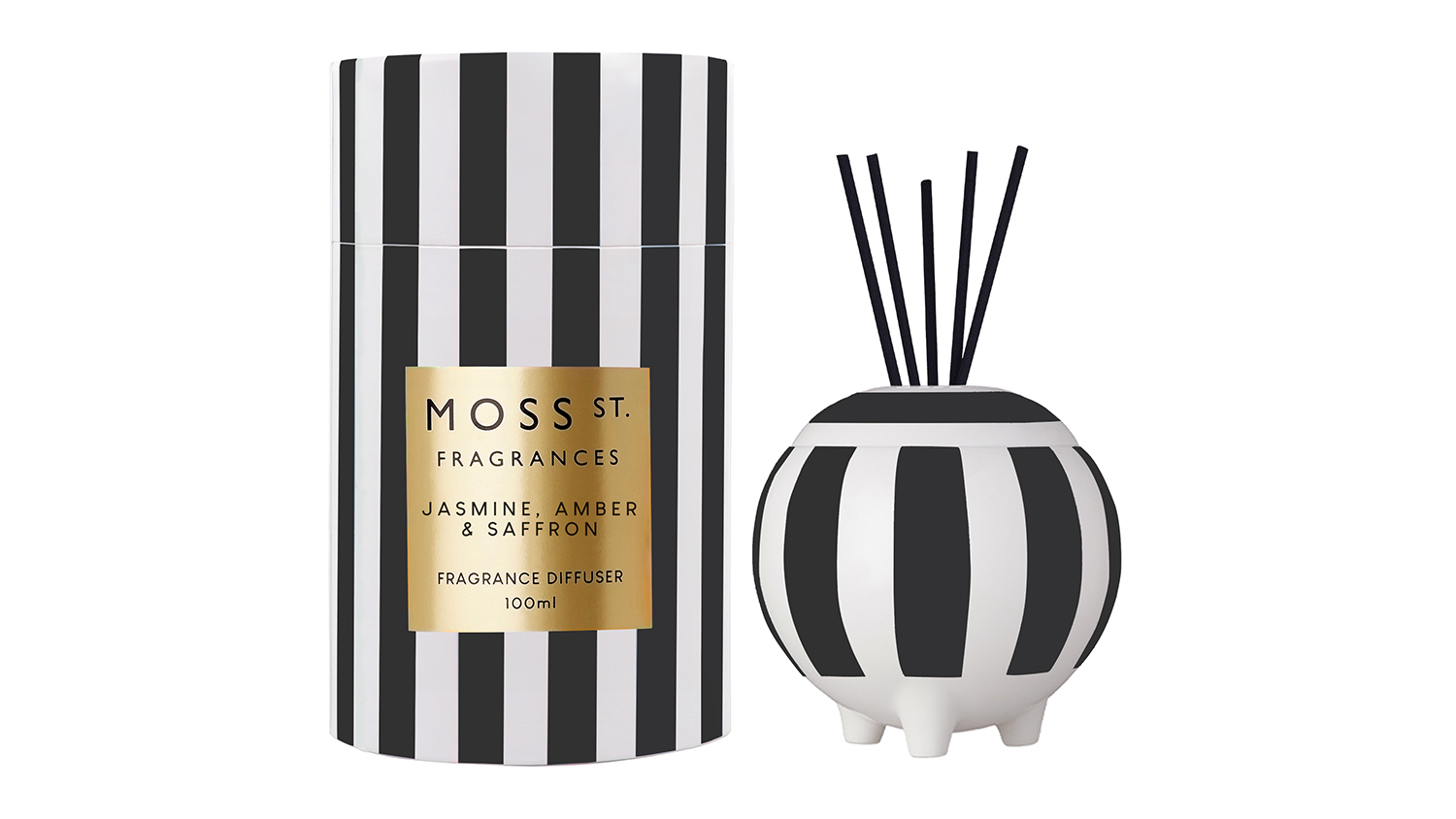Moss St. 100ml Ceramic Reed Diffuser - Jasmine, Amber & Saffron