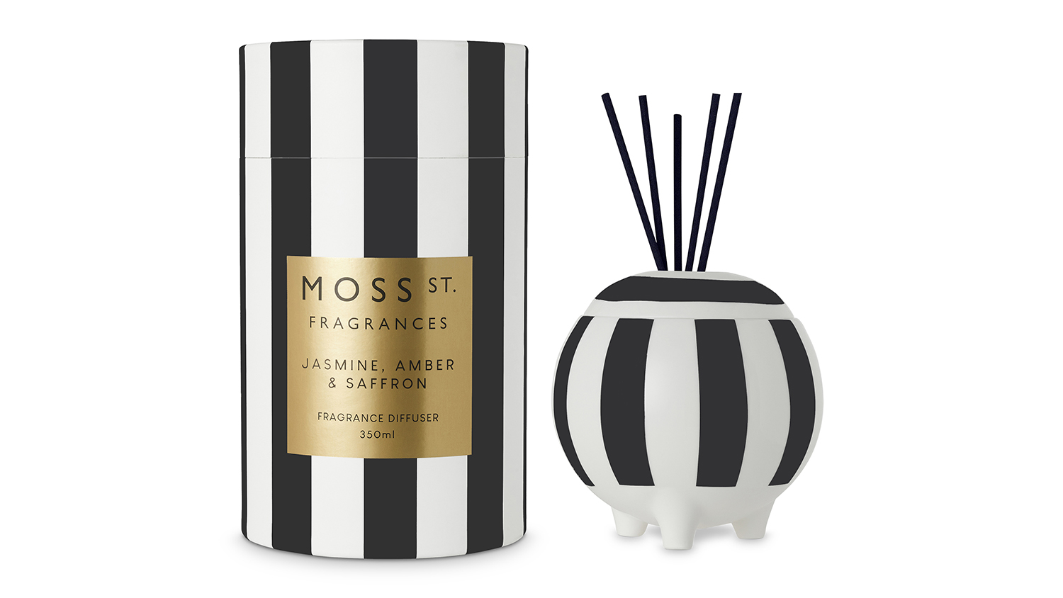 Moss St. 350ml Ceramic Reed Diffuser - Jasmine, Amber & Saffron