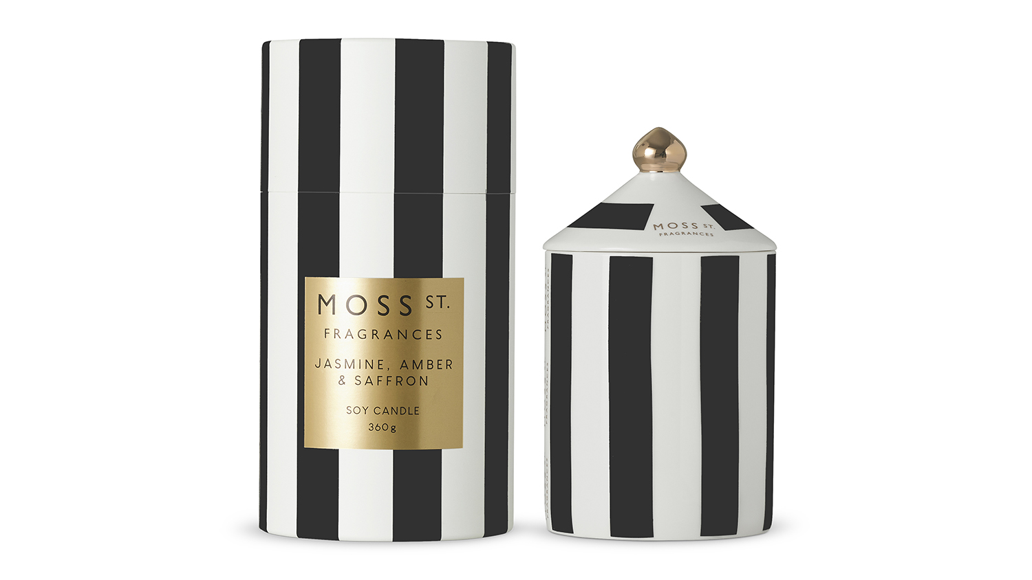 Moss St. 360g Ceramic Scented Soy Candle - Jasmine, Amber & Saffron