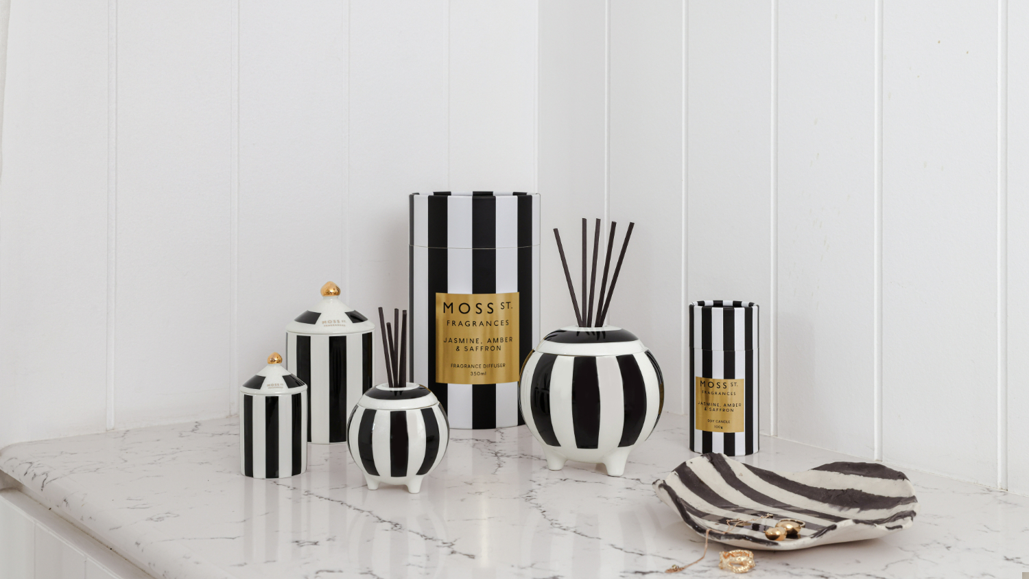 Moss St. 100g Ceramic Scented Soy Candle - Jasmine, Amber & Saffron