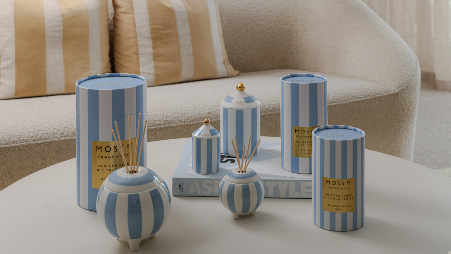 Moss St. 100g Ceramic Scented Soy Candle - Juniper Berry & Citrus Spritz