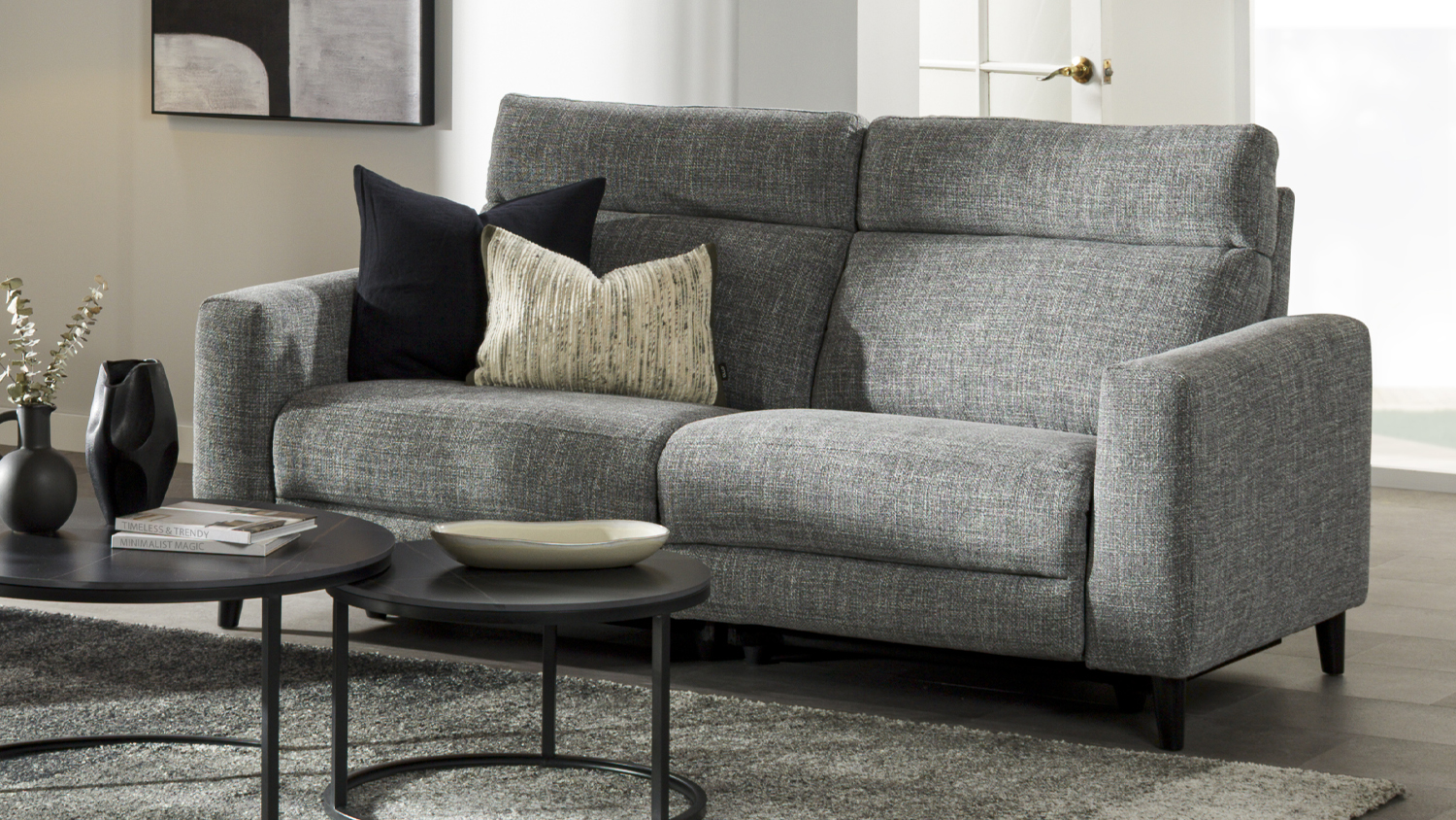 Ravenna 3 Seater Fabric Electric Recliner Sofa - Grey