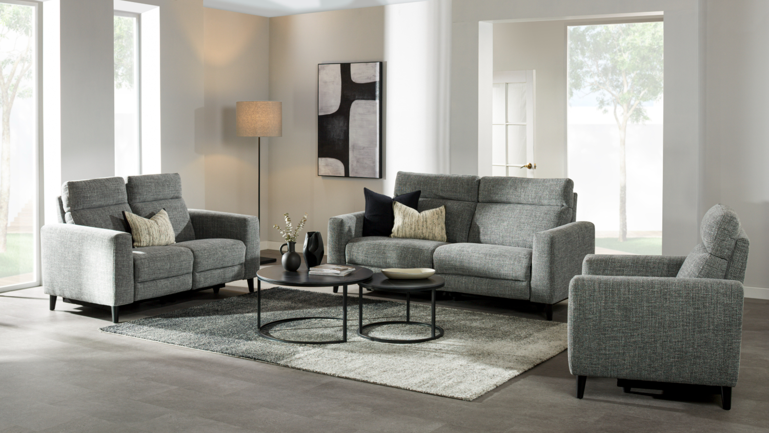 Ravenna 3 Piec e Fabric Electric Recliner Lounge Suite - Grey