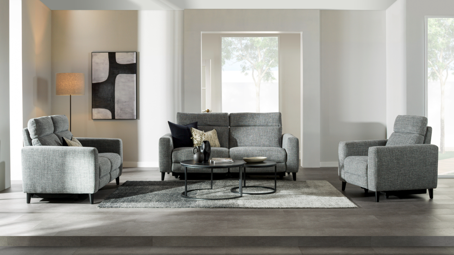 Ravenna 3 Piece Fabric Electric Recliner Lounge Suite - Grey