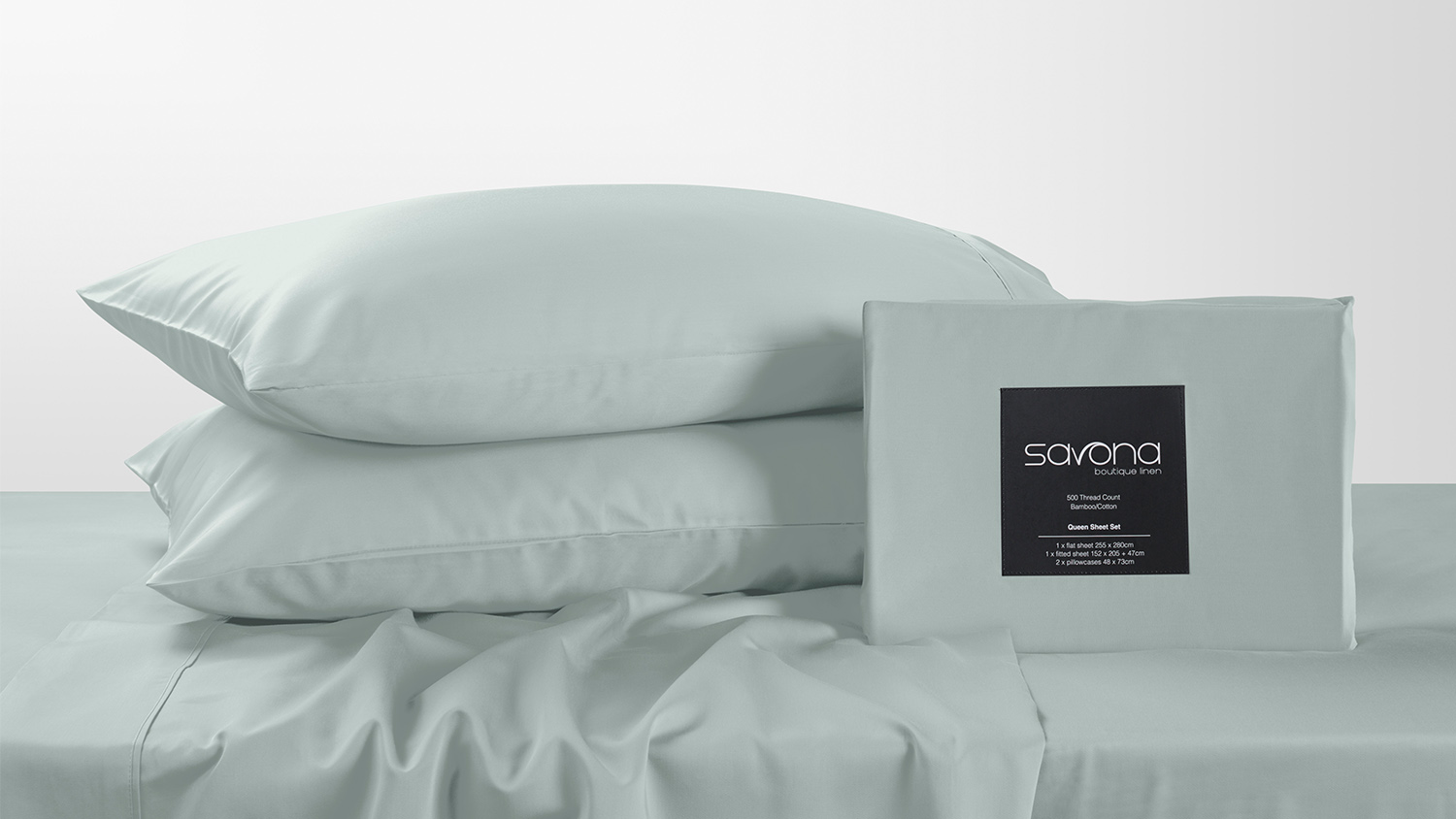 500TC Bamboo Cotton Blend Ice Flow Sheet Set by Savona - 47cm drop