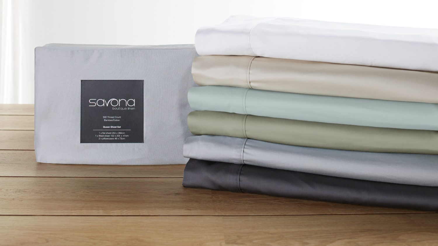 500TC Bamboo Cotton Blend White Sheet Set by Savona