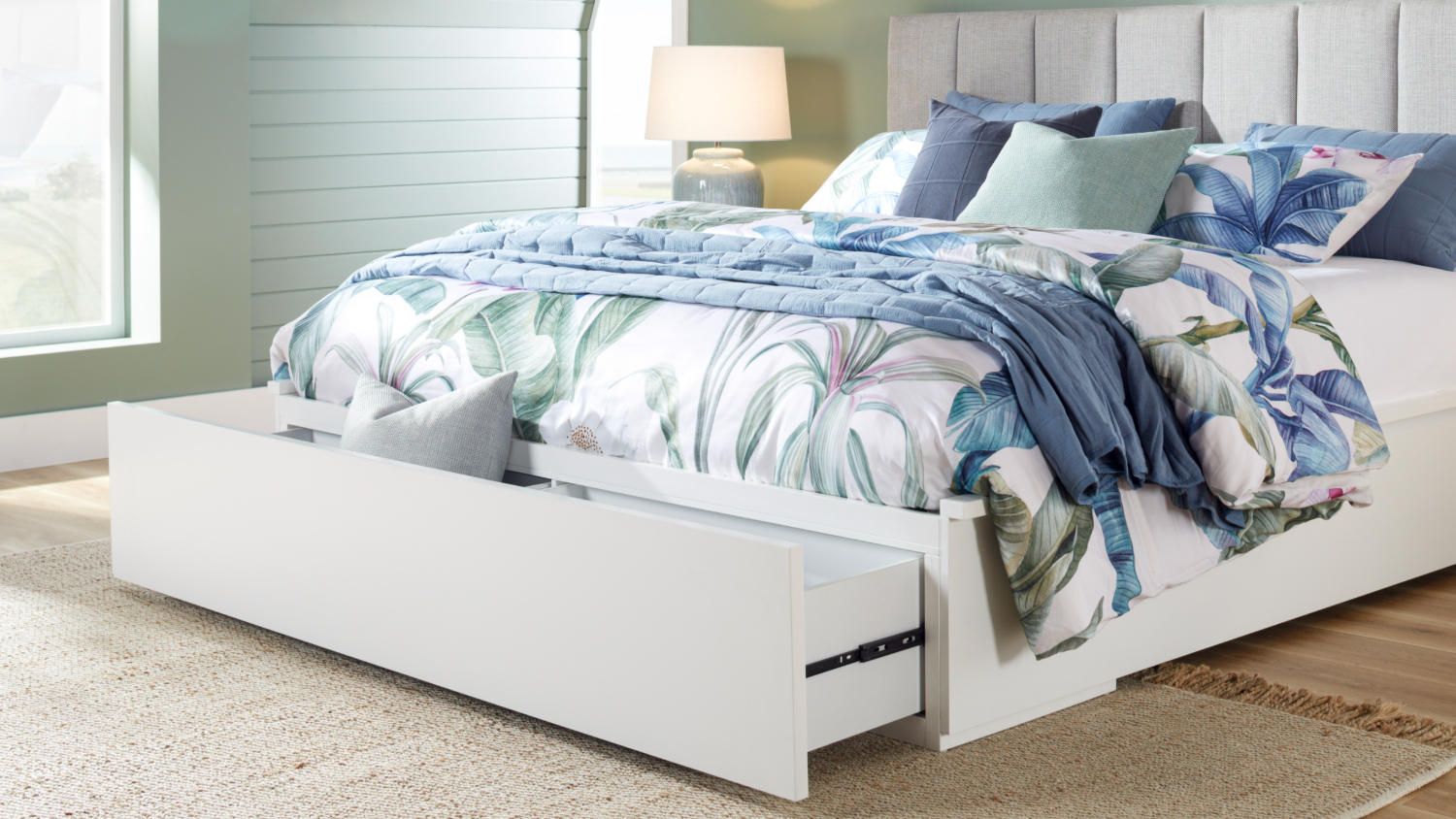 Capri Queen Bed Frame with 1 Drawer Base