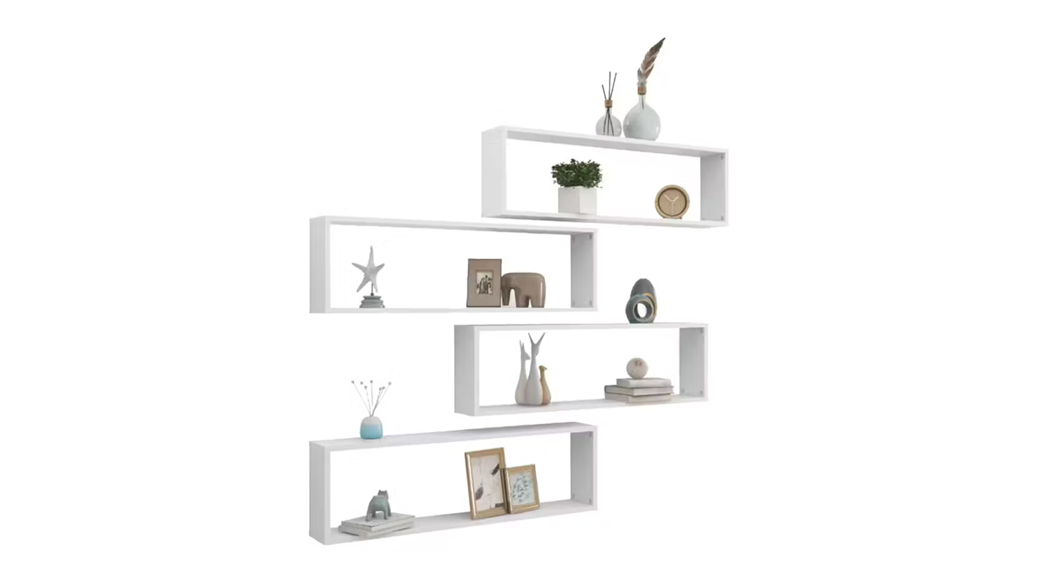 NNEVL Floating Rectangle Wall Shelves 4pcs. 100 x 15 x 30 - White