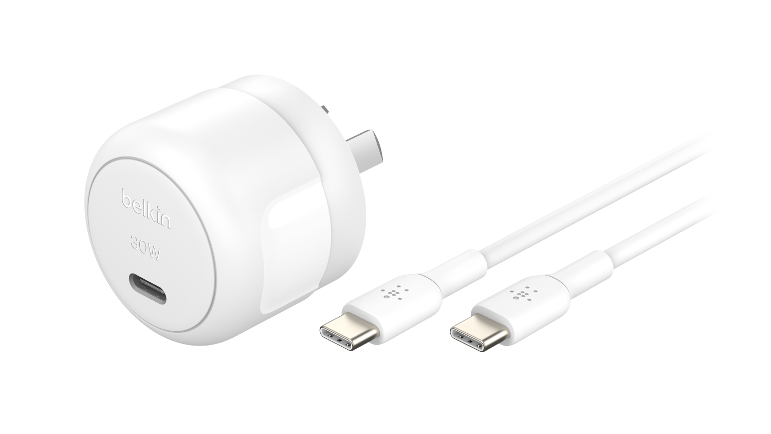 Belkin BoostCharge 30W USB-C Wall Charger with USB-C to USB-C Cable - White (WCA008au1MWH-B6)