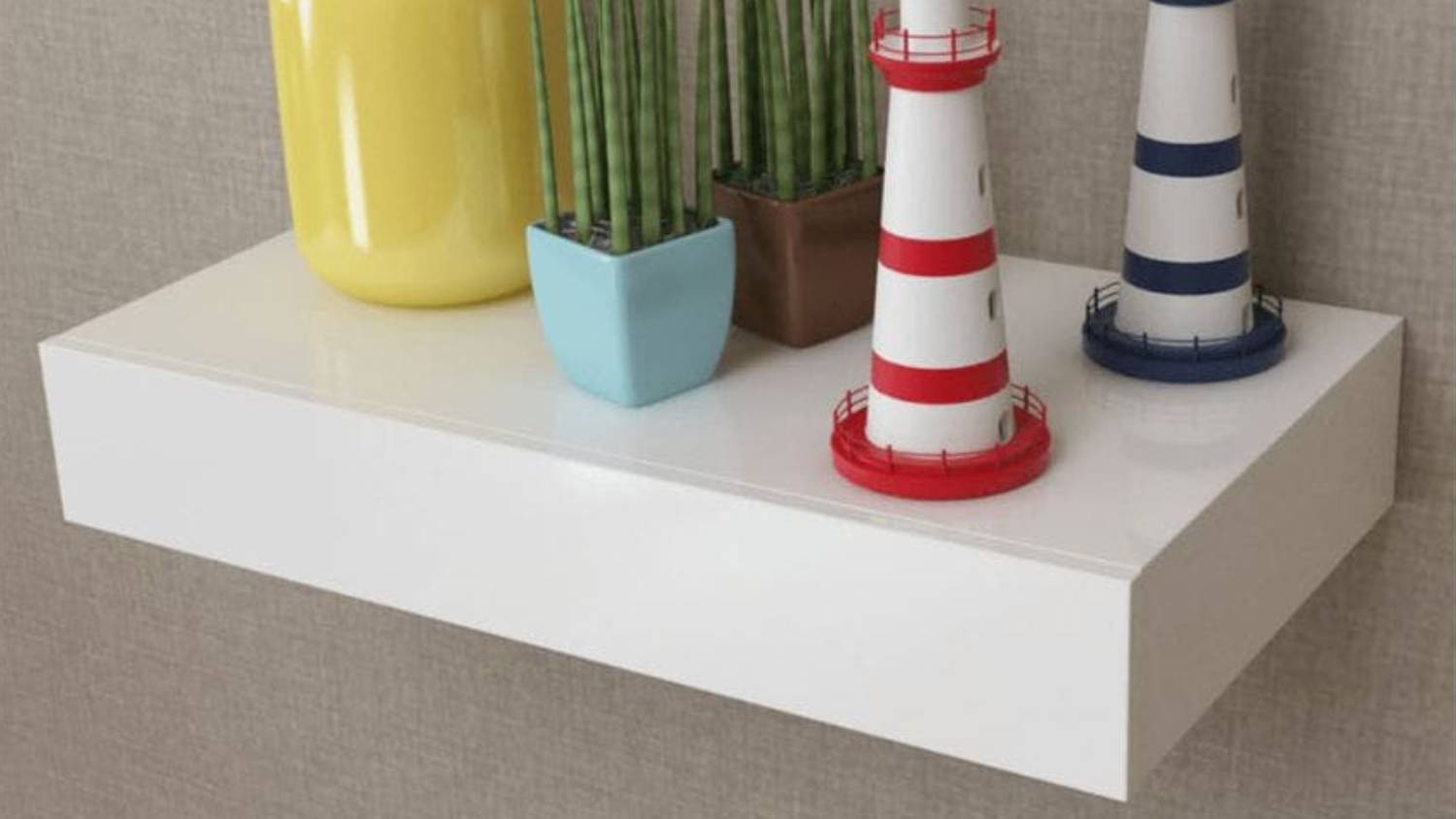 NNEVL Wall Mounted Shelf Drawer 2pcs. 48 x 25 x 8cm - White