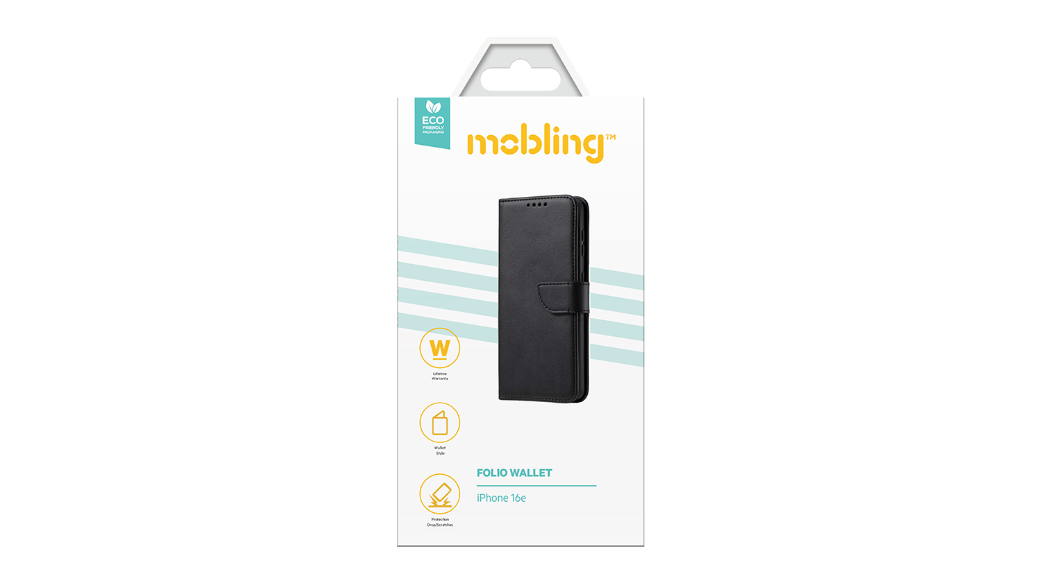 Mobling Folio Wallet Case for iPhone 16e - Black