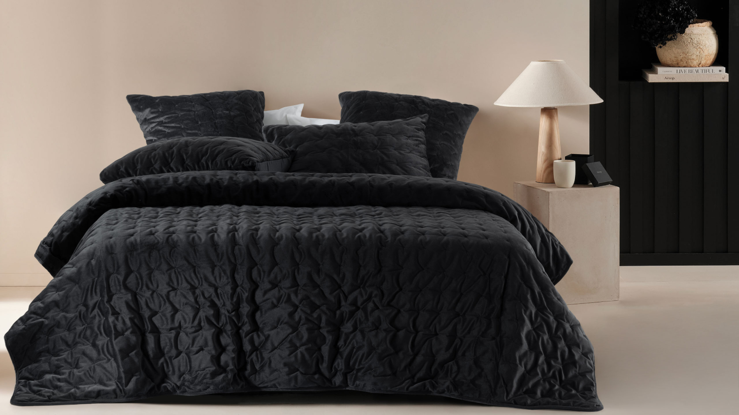 Zephyr Black Coverlet Set by L'Avenue