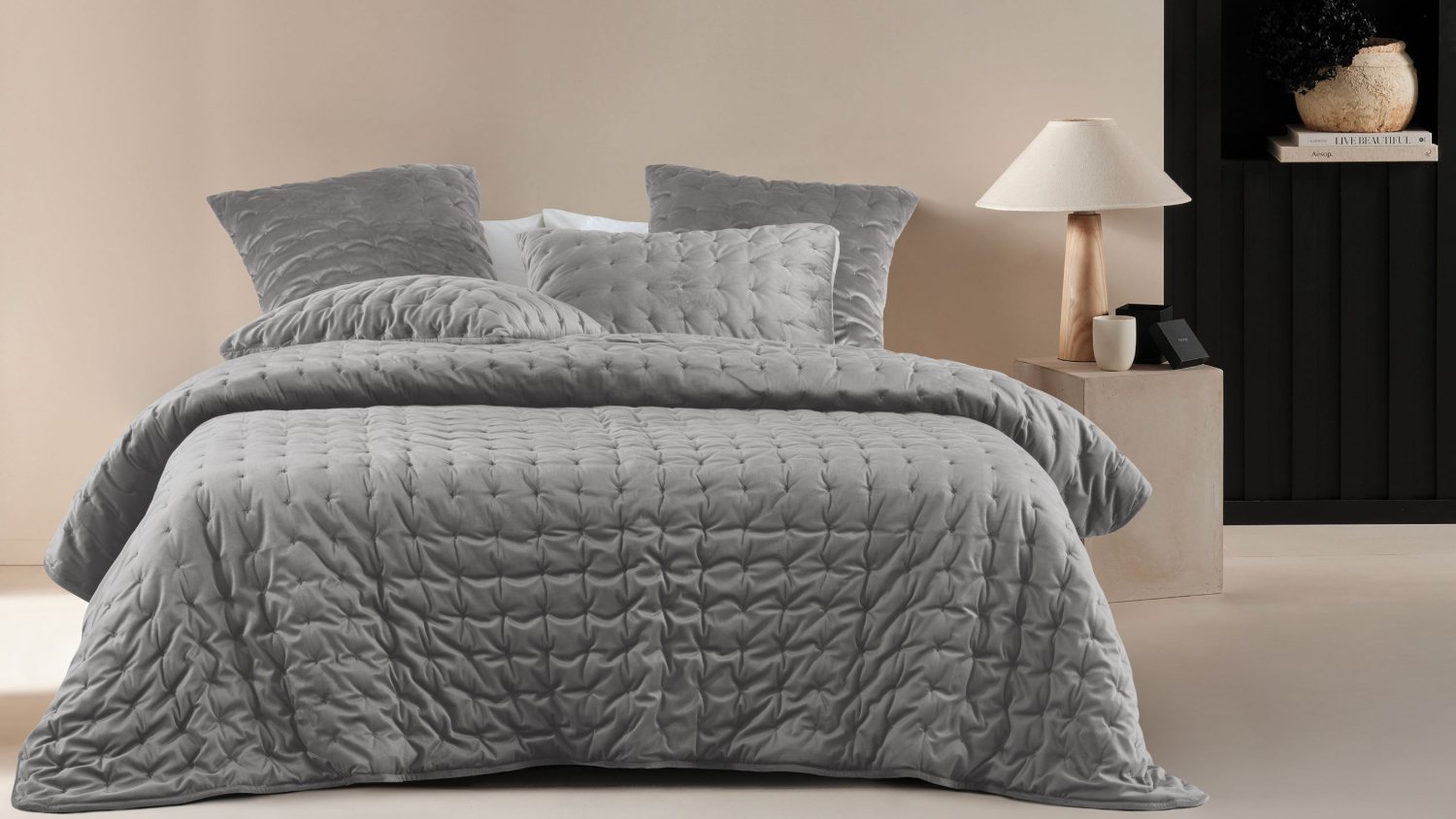 Zephyr Grey Coverlet Set by L'Avenue
