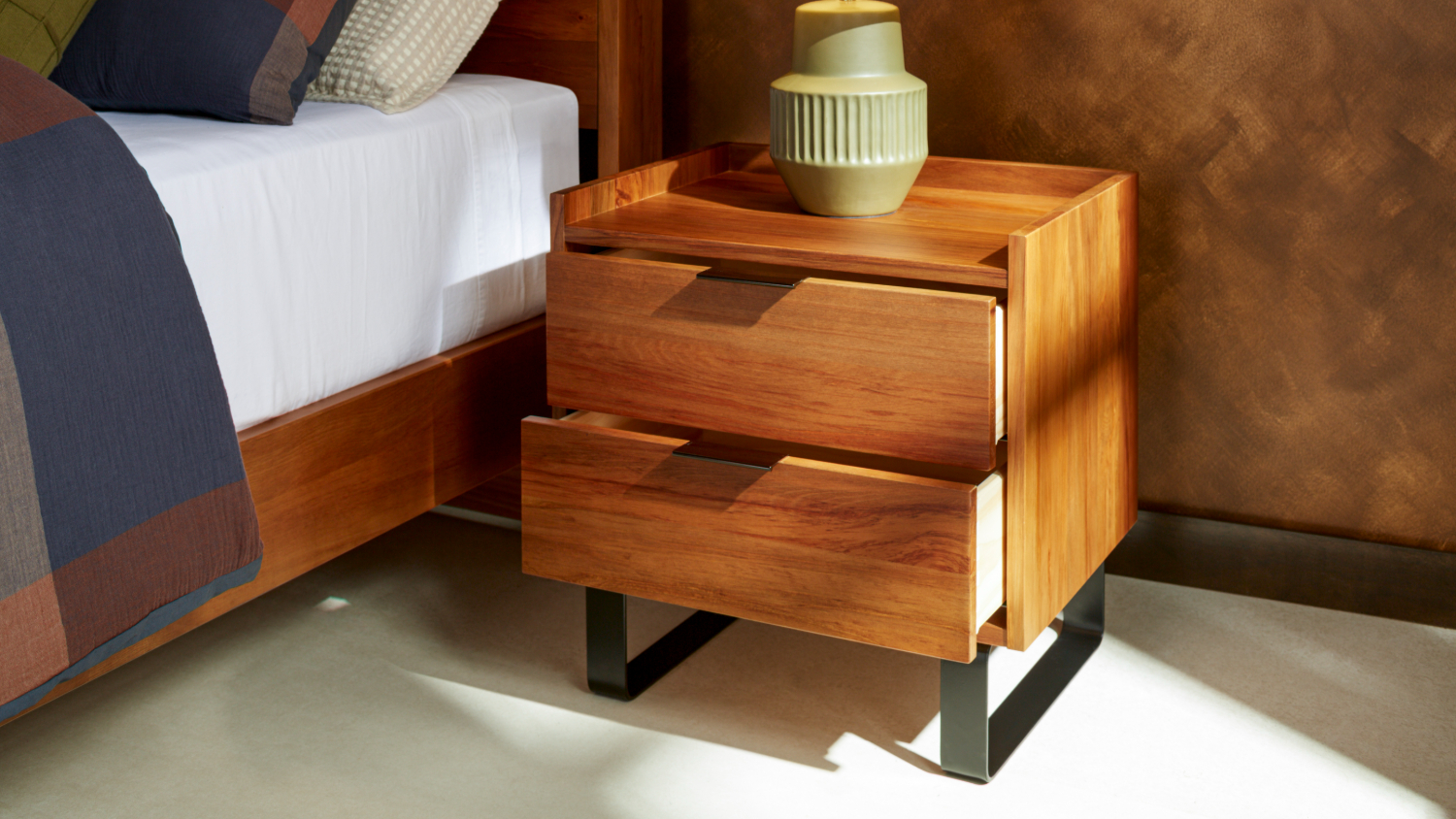 Muriwai 2 Drawer Bedside Table - Standard