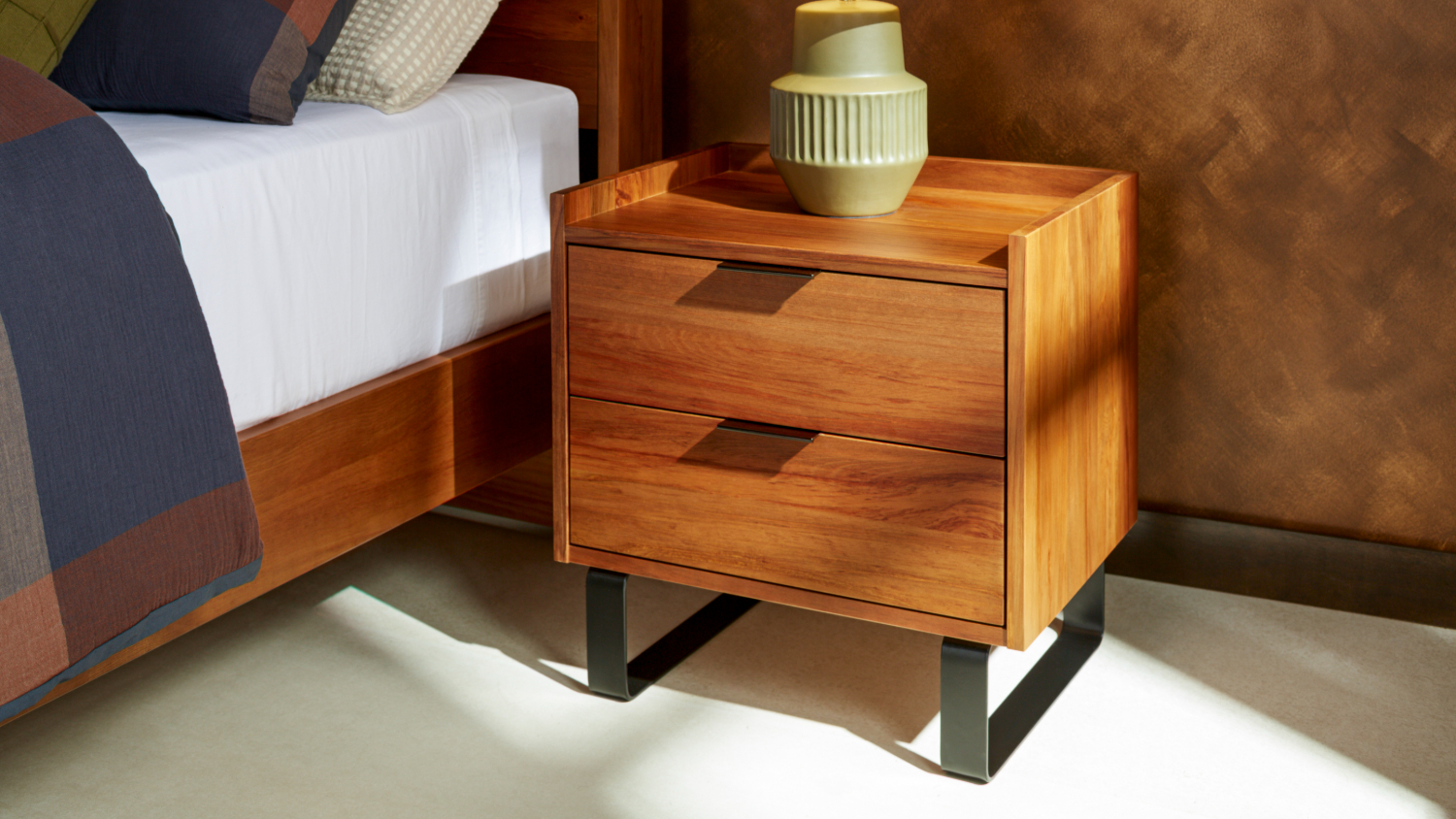 Muriwai 2 Drawer Bedside Table - Standard