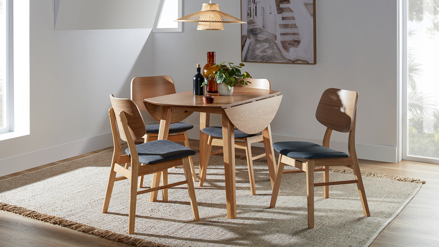 Zara 5 Piece Drop Leaf Dining Suite - Grey