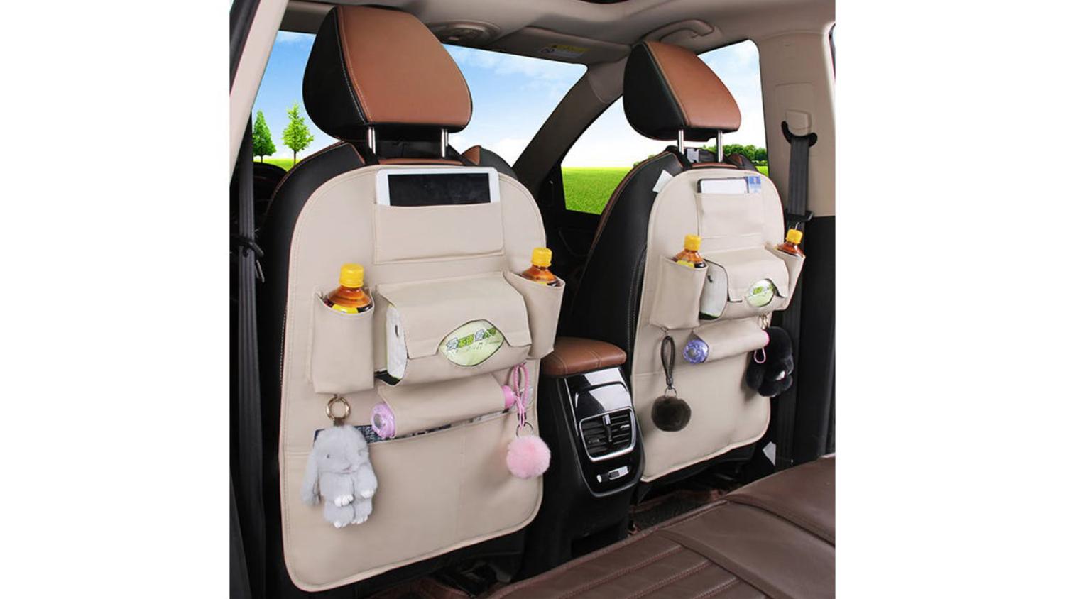 Soga Car Back Seat Storage Bag - White