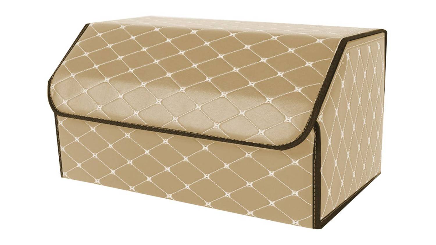 Soga Car Boot Storage Box Large - Beige/Gold