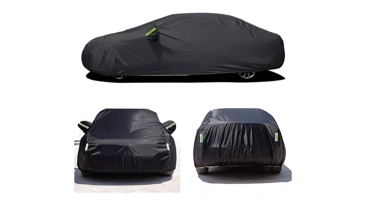 Kmall Heavy Duty Lined Sedan Car Cover with Lock, Zipper 4.9m - Black