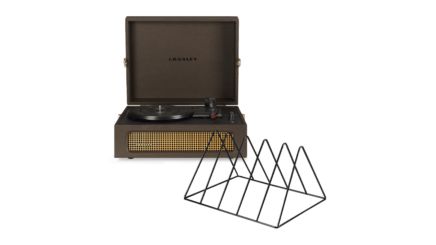 Crosley Voyager Bluetooth Turntable with Gadhouse Vinyl Rack - Cocoa